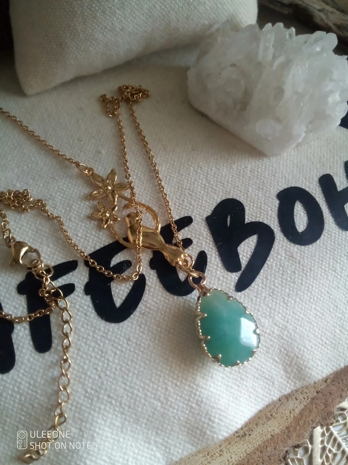 Collier oiseau et pendentif en pierre d'amazonite – photo 2